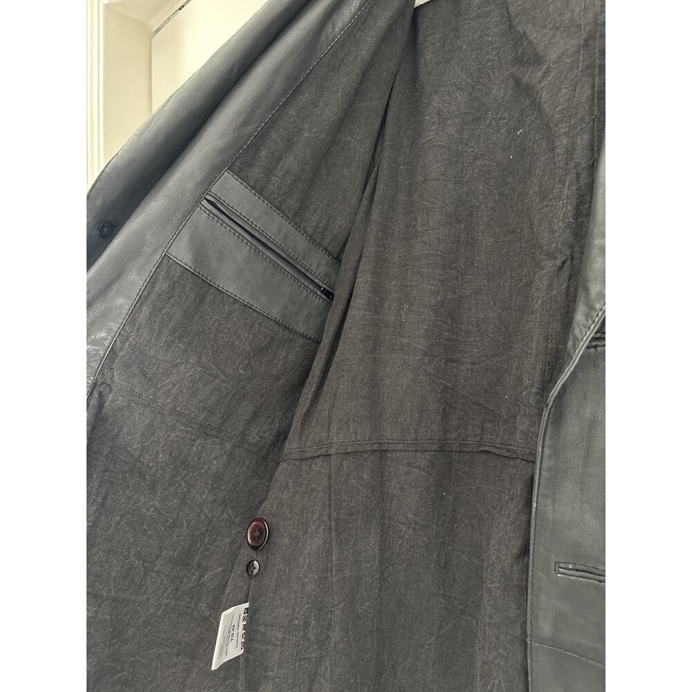 Conbipel Men's Black Real Leather Blazer Jacket 48 - Picture 6 of 12